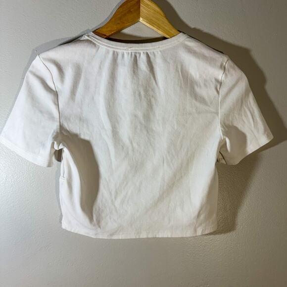 Sofie The Label Corset Seam Cropped T-Shirt White Cotton Medium Bralette Detail - Picture 3 of 6